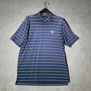 PETER MILLAR Mens L Golf Polo Raptor Research Ctr Logo Boise State Blue Orange